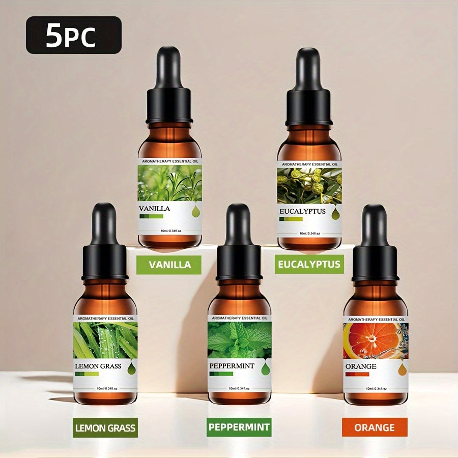 Aceites esenciales y accesorios | Set de 5 goteros para aceites esenciales, difusor de aroma, velas perfumadas, quemador de aceite aromático