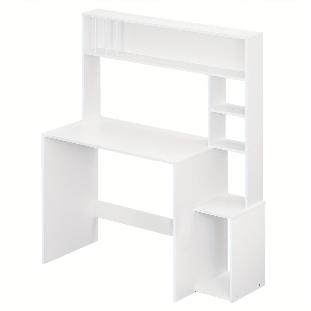 Escritorio | 1pc Escritorio de Oficina, Mesa para Computadora con Estantes, Estantería de 5 Niveles, Roble Blanco, Mesa de Juegos con Espacio de