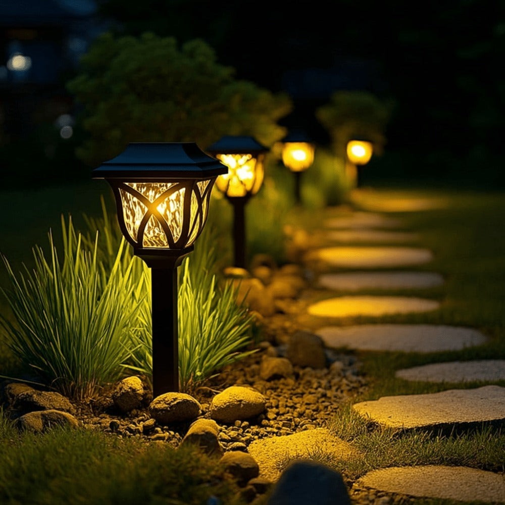 Juego de 6 luces solares de camino Setonr para exterior, luces LED de estaca para jardín para césped, patio, paisajismo, patio, camino y decoración de maceteros