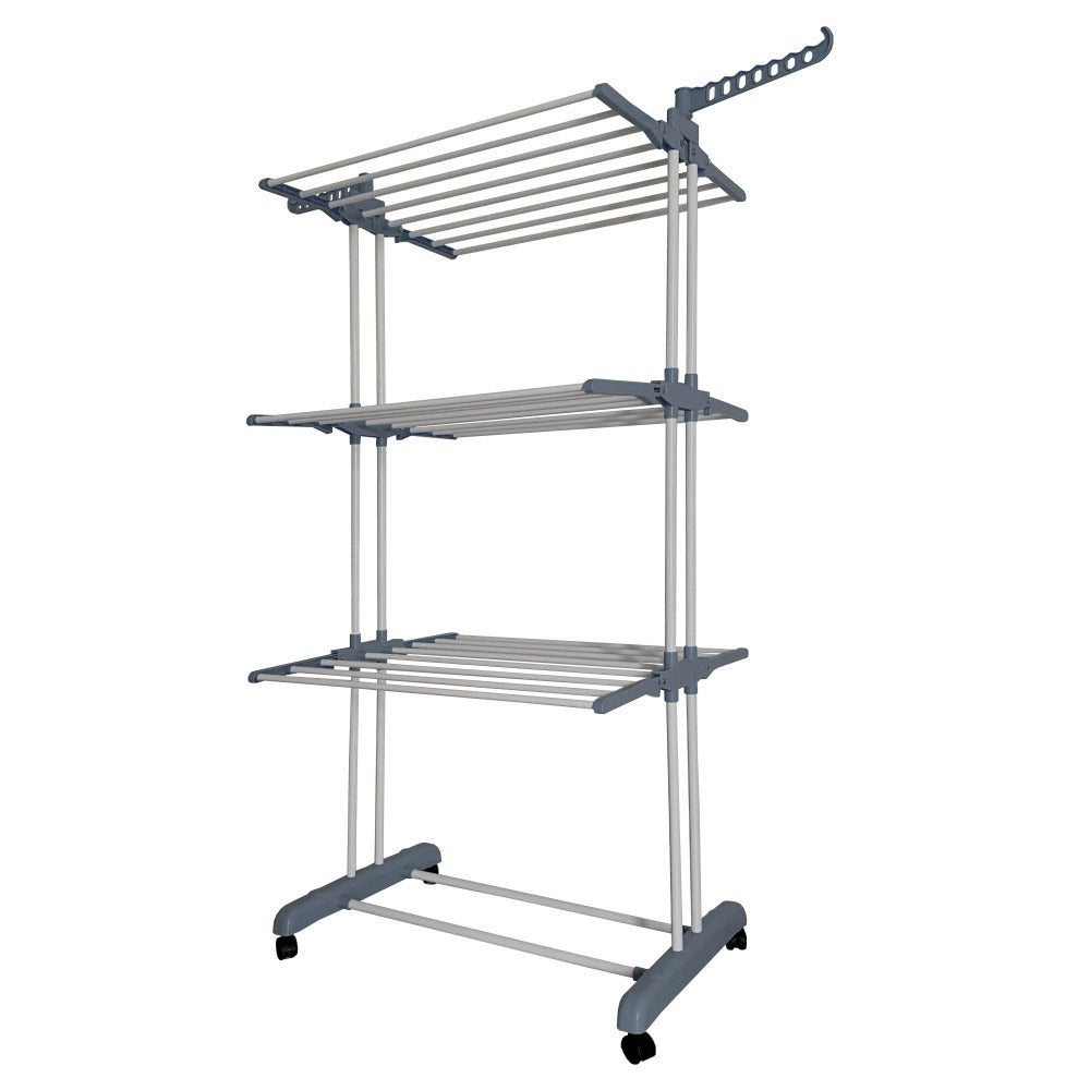 Tendedero Ropa Plegable Vertical XXL Nyana Home Ruedas Pivotantes 360º Multifuncional 4 Niveles y Alas Plegables Hasta 20 Metros de Secado Secadora de Ropa Tendedero de Ropa Tendal Exteriores Interiores Alas Laterales Plegables