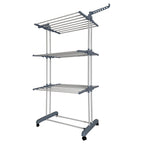 Tendedero Ropa Plegable Vertical XXL Nyana Home Ruedas Pivotantes 360º Multifuncional 4 Niveles y Alas Plegables Hasta 20 Metros de Secado Secadora de Ropa Tendedero de Ropa Tendal Exteriores Interiores Alas Laterales Plegables