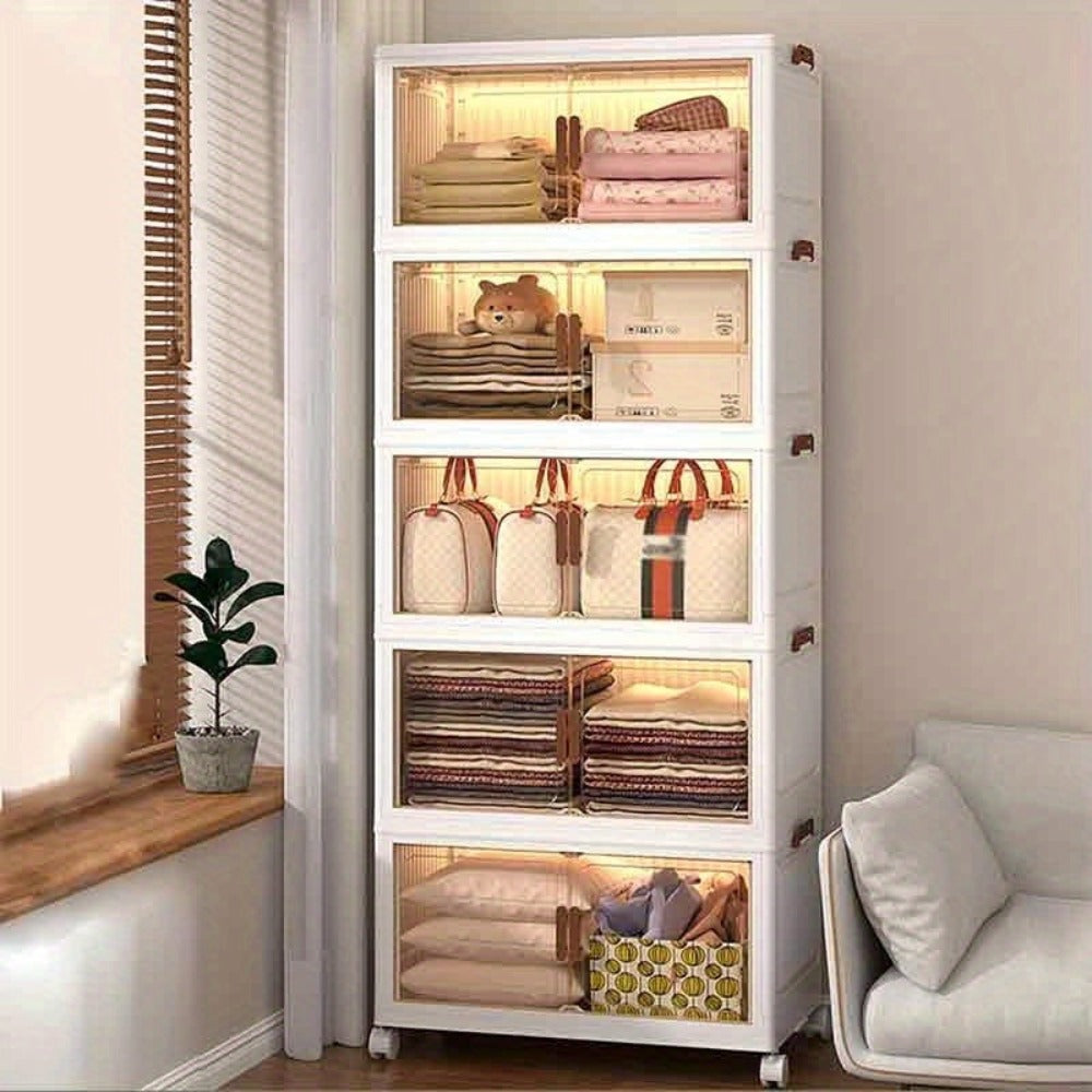 Armarios de almacenamiento de 3/4/5 niveles, gabinete plegable de alta capacidad - Solución de almacenamiento multifuncional para el hogar/oficina, diseño plegable rápido, fácil de plegar, utilización eficiente del espacio