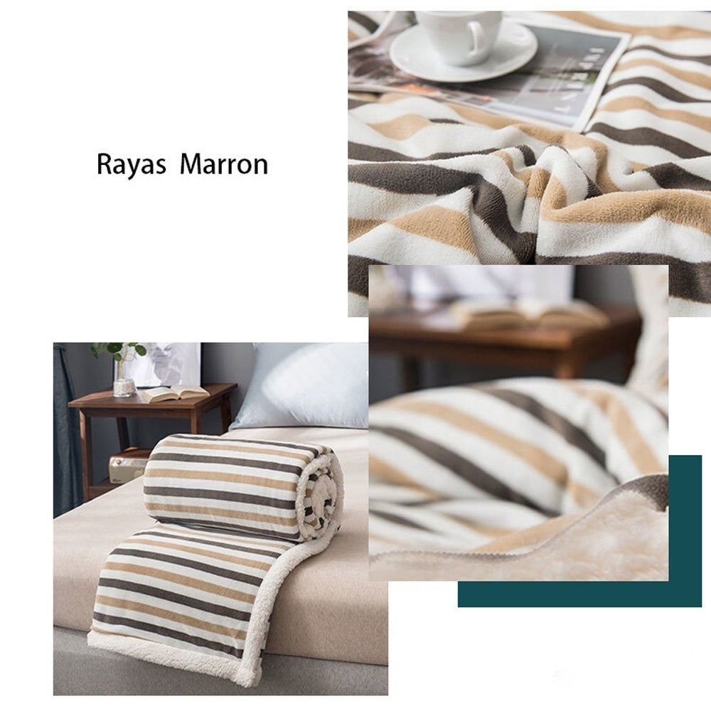 Manta franela de sherpa para Sofá y Cama, Gruesa y Suave, 100% Poliéster - Variedad de Tamaño y Colores - Apto para Todo el Año - Mantenimiento Fácil