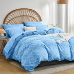 Juego de edredón con funda de almohada jacquard bohemio de 2/3 piezas, suave, agradable para la piel, cómodo, transpirable, lavable a máquina con cierre de cremallera, universal para las cuatro estaciones, fácil, lujoso, adecuado para dormitorios, habitac