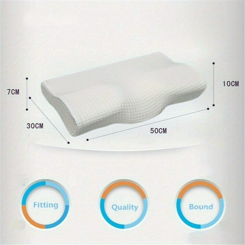 Juego de 1 almohada ortopédica para cuello de algodón lavable con funda blanca