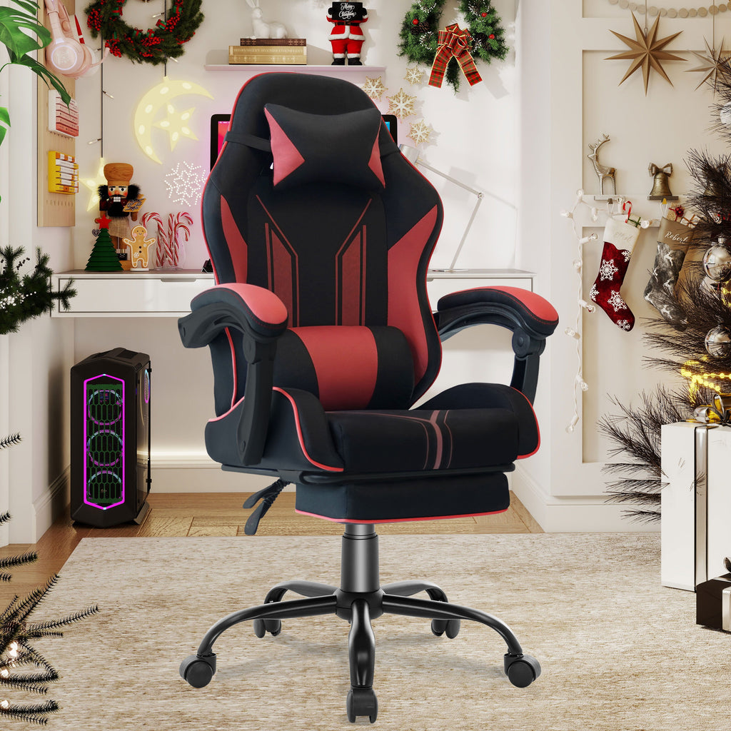 Silla Gaming Ergonómica con Reposapiés y Soporte Lumbar Ajustable, Ideal para Adultos en la Oficina en Casa o Configuración de Gaming - Color Gris