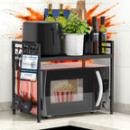 Estante vertical de doble capa para microondas, estante de cocina, estante de almacenamiento para gabinete de microondas, estante para repostería, estante de altura y longitud ajustables, estante de almacenamiento de cocina, artículos de almacenamiento, e