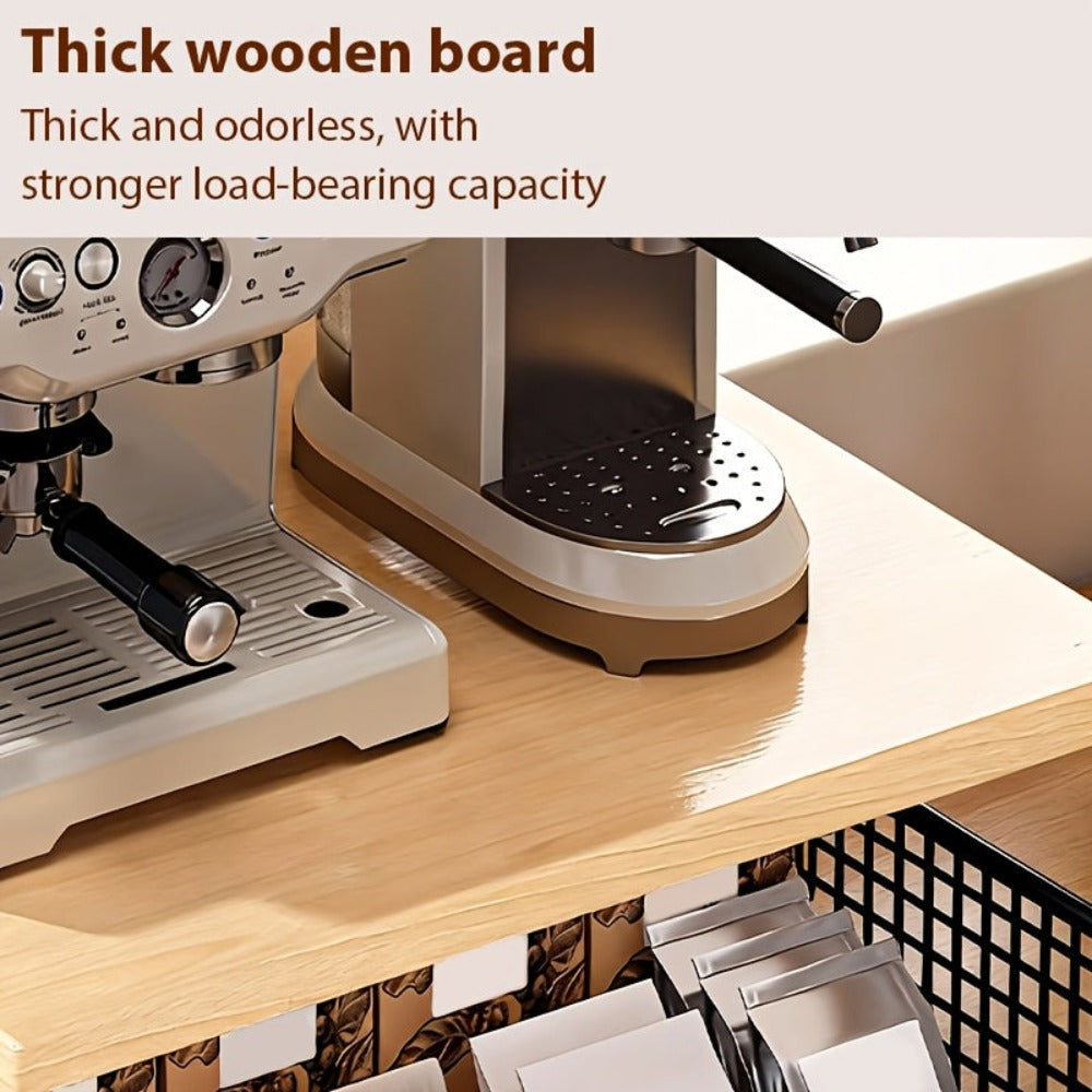 1 Estante de Almacenamiento Multifuncional de 2 Niveles con Diseño Extraíble, Gran Capacidad, Fácil Acceso, Alta Capacidad de Carga, Ideal para Colocar Cafeteras, Almacenar Granos de Café, Cápsulas de Café, etc