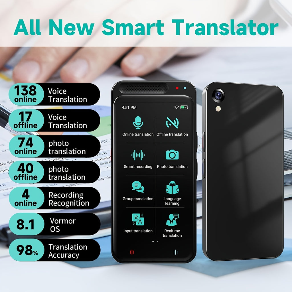 Traductor de voz bidireccional con IA portátil | Viajes, negocios y aprendizaje