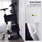 Costoffs Poste para Rascar de Gatos de 138 cm, Árbol Resistente con Pelota de Juego y Cueva para Gatos, Torre de Rascado y Escalada para Gatos, Casa para Gatos