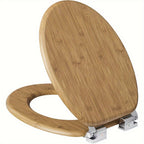 1 unidad de tapa de inodoro de madera con cierre suave, asiento de inodoro, fácil de limpiar, fácil de instalar, MDF, capacidad de carga de 175 kg, forma de O, nota: la color real es más oscuro que la imagen