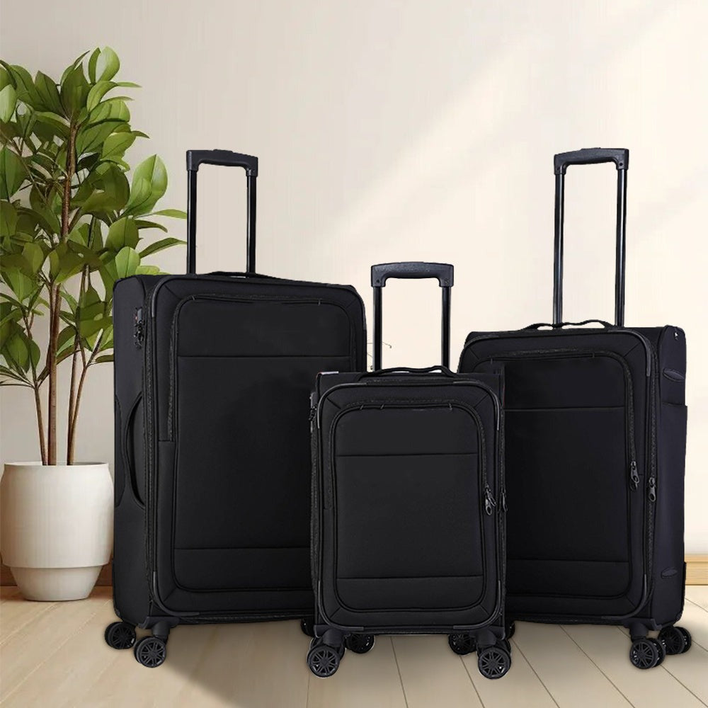 Maleta de viaje de tela de 3 piezas con asa telescópica, ligera y con ruedas, ideal para viajes, mudanzas y acampadas. Equipaje familiar combinado, 20"/26"/30"