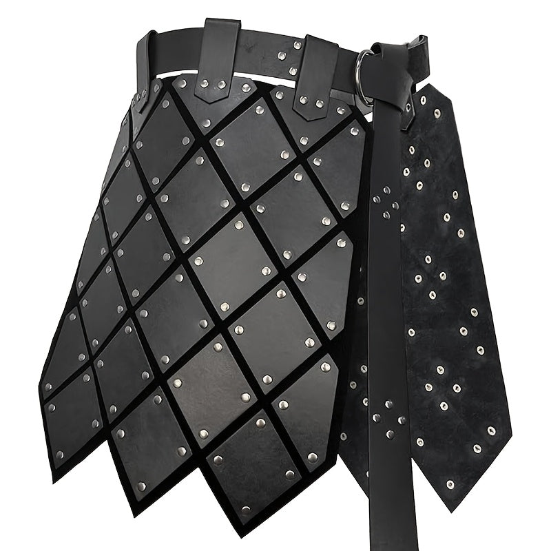 Armadura Medieval de Cuero Sintético para Muslo y Cintura con Cinturón - Protector de Falda Medieval de Doble Cara para LARP Combat, Ferias Renacentistas - Disfraz de  y Mercenario para Halloween, Navidad, Mardi Gras - Duradero y Fácil de Cuidar (no lavab