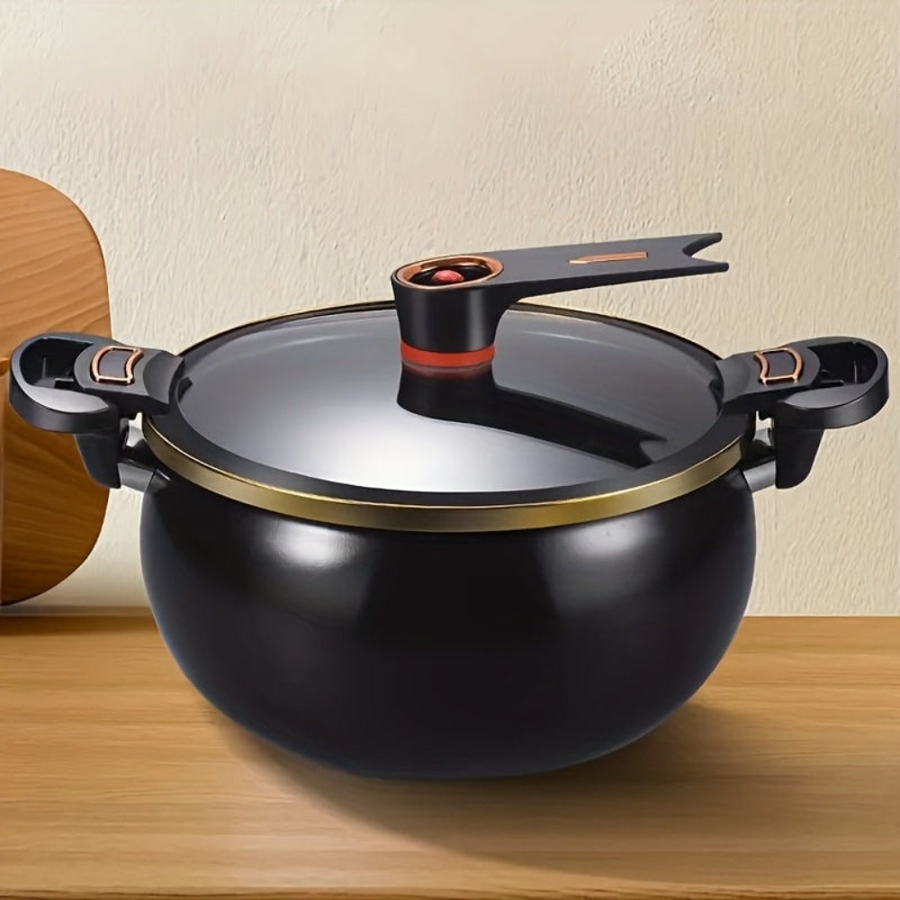 Olla para Sopa Multifuncional de 7L, Diseño de Gran Capacidad, Asas Dobles, Fácil de Levantar y Colocar, Utensilios de Cocina Multifuncionales, Estructura de Hierro Grueso, Material Duradero, Utensilios de Cocina Elegantes, Tapa de Vidrio, Adecuada para S