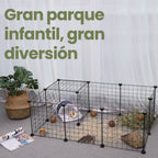 Parque de Mascotas en Bricolaje, Valla Metálica para Hámster y Conejitos, Aula para Animalitos, Negro