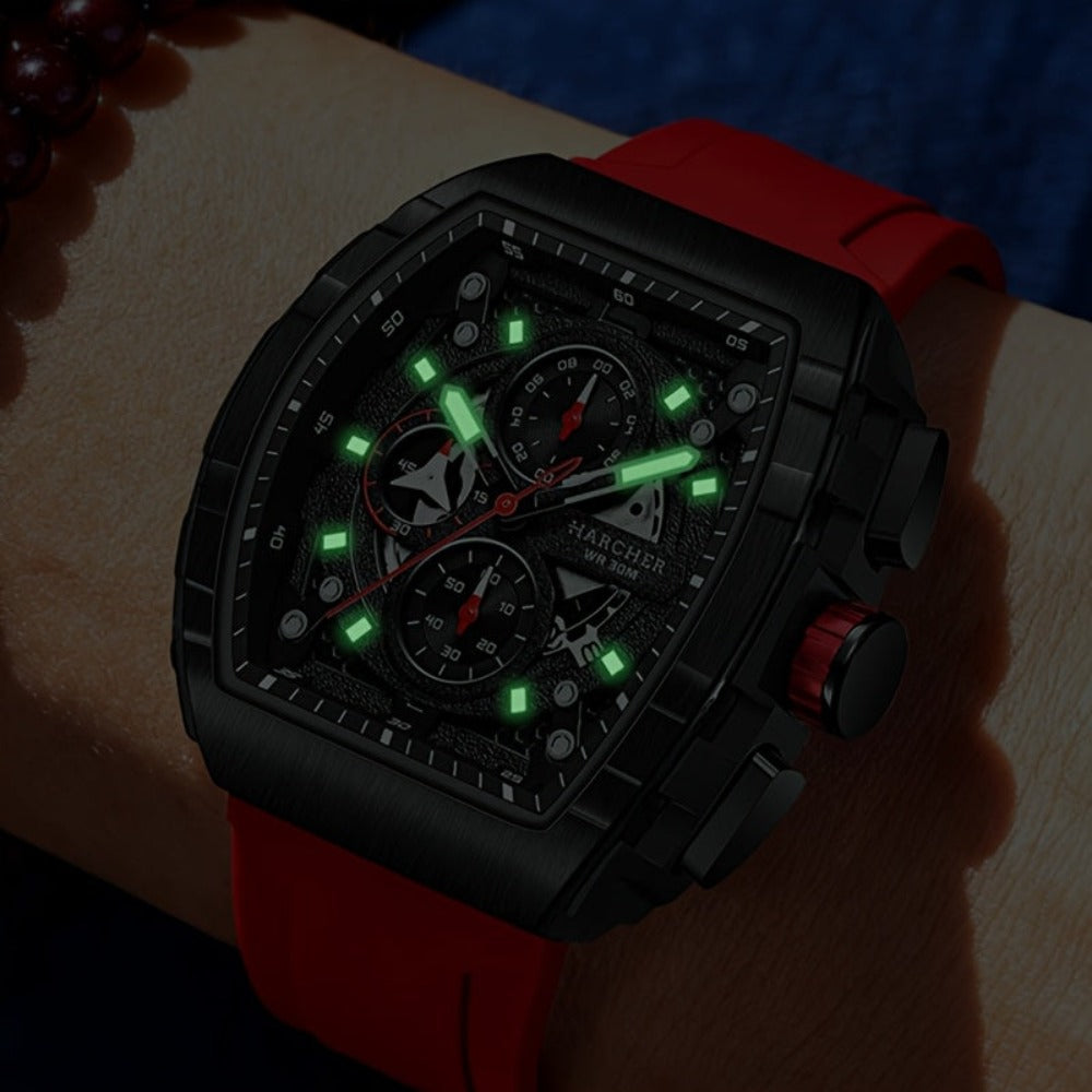 Relojes de pulsera para hombre H, movimiento de cuarzo de alta precisión, correa de silicona, resistente al agua, calendario, diseño multifuncional, relojes de vestir para hombre