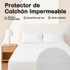 H HANSEL HOME Protector de Colchón de Rizo con Capa Impermeable de TPU, Funda colchon Cubrecolchón, Impermeable Confortable Ajustable Transpirable Blanco, Adaptable para Cama 90/135/150/180cm