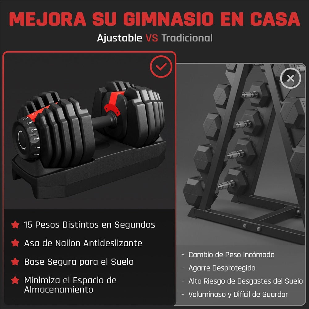 Costoffs Mancuernas Ajustables 15 en 1 con Ajuste Rápido de 1 Segundo, Mancuernas Cortas para Entrenamiento de Fuerza, Entrenamiento, Entrenamiento Físico, Pesos Ajustables para Hogar y Gimnasio