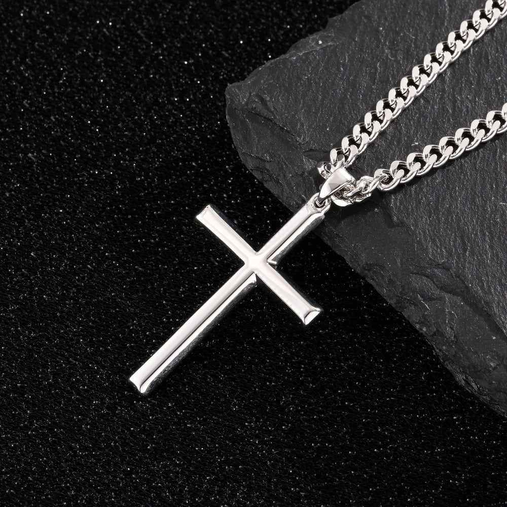 Collar con colgante de cruz de plata 925 con diseño de cadena clásica, adiciones de joyería estilo fiesta hip-hop, regalo para el Día de San Valentín, Día del Padre, incluye embalaje en caja de regalo