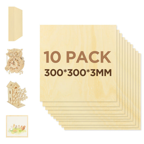 10pcs/300*300*6mm Tablas de Tilo de Alta Calidad para Artesanías, Aficiones, Modelismo, Tallado en Madera y Proyectos con Láser, Proyectos Escolares, Proyectos de Manualidades product image