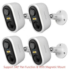 4pcs Cámara de Seguridad LaxiHub Inalámbrica para Exteriores, Resolución 1296P, Batería de 5200mAh, Almacenamiento en Nube/SD, Detección AI de Movimiento, Visión Nocturna a Color, Audio Bidireccional, Sin Tarjeta SD