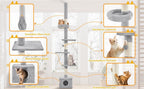 Árbol para gatos Costoffs de techo alto, altura ajustable de 226 cm a 266 cm, poste rascador multinivel con cama para gatos, plataformas y caseta
