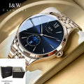I&W Carnaval Marca de Alta Gama Reloj Mecánico para Hombre Acero Inoxidable Espejo de Sapo Reloj Deportivo de Moda para Hombre Regalos de Vacaciones, Sin Batería