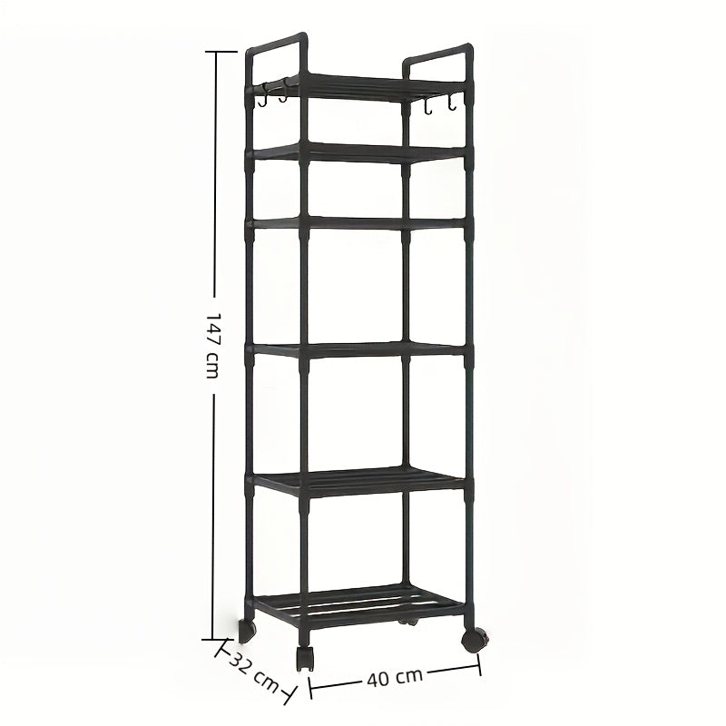 Estante de Almacenamiento Rodante de 5/6 Niveles - Organizador Multicapa de 167.64 cm - Ahorro de Espacio, Estante Ajustable y Multifuncional, Adecuado para Cocina, Baño, Sala de Estar, Oficina y Estudio, Solución de Almacenamiento Perfecta, Estante de Pi