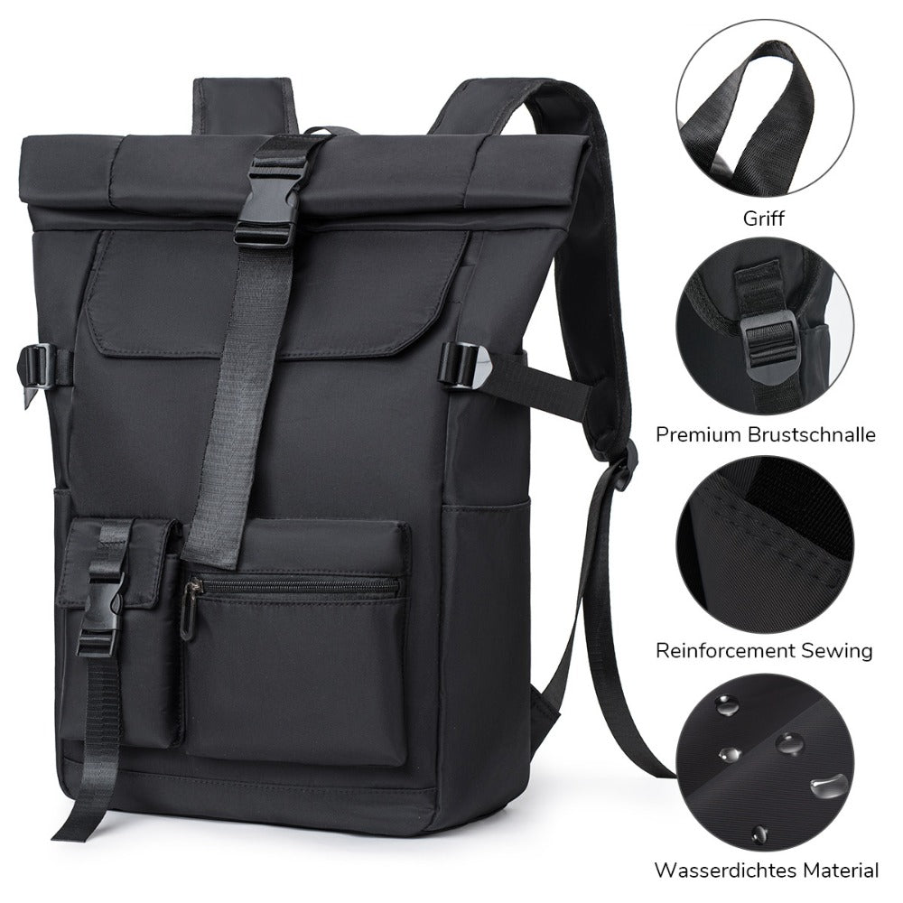 Mochila de Viaje Moderna de 20L/26L para Hombres, Mujeres, Estudiantes, Mochila Escolar Ligera con Tapa Enrollable, con Cremallera Antirrobo, Mochila Ligera para Senderismo, Viajes y Deportes al Aire Libre
