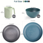 Juego de vajilla de plástico de 16 piezas, que incluye 4 platos grandes, 4 platos pequeños, 4 cuencos y 4 tazas, vajilla ligera, compatible con lavavajillas y microondas, adecuada para mesas de comedor, picnics y camping, Día de San Valentín
