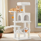 Rascador para gatos | Torre para Gatos Feandrea de Múltiples Niveles con 4 Postes Rascadores, Hamaca Acolchada y Cueva Acogedora - Mueble