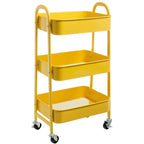 Carro móvil, Carrito de Almacenamiento de 3 Niveles, Marco de Acero, con Mango, 2 Frenos, Montaje fácil, para Dormitorio, lavadero del baño fruta