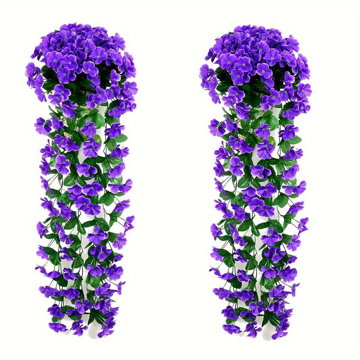 2 piezas de flores colgantes, flores colgantes de simulación artificial en 10 colores con flores exuberantes, resistentes a los rayos UV, plantas artificiales realistas, adecuadas para la decoración de jardines, oficinas y hogares al aire libre, ideales p
