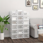 Caja de zapatos apilable, caja de zapatos con puerta magnética, caja de plástico para guardar zapatos, organizador de zapatos plegable para tamaños inferiores a 42, 35X19X25 cm