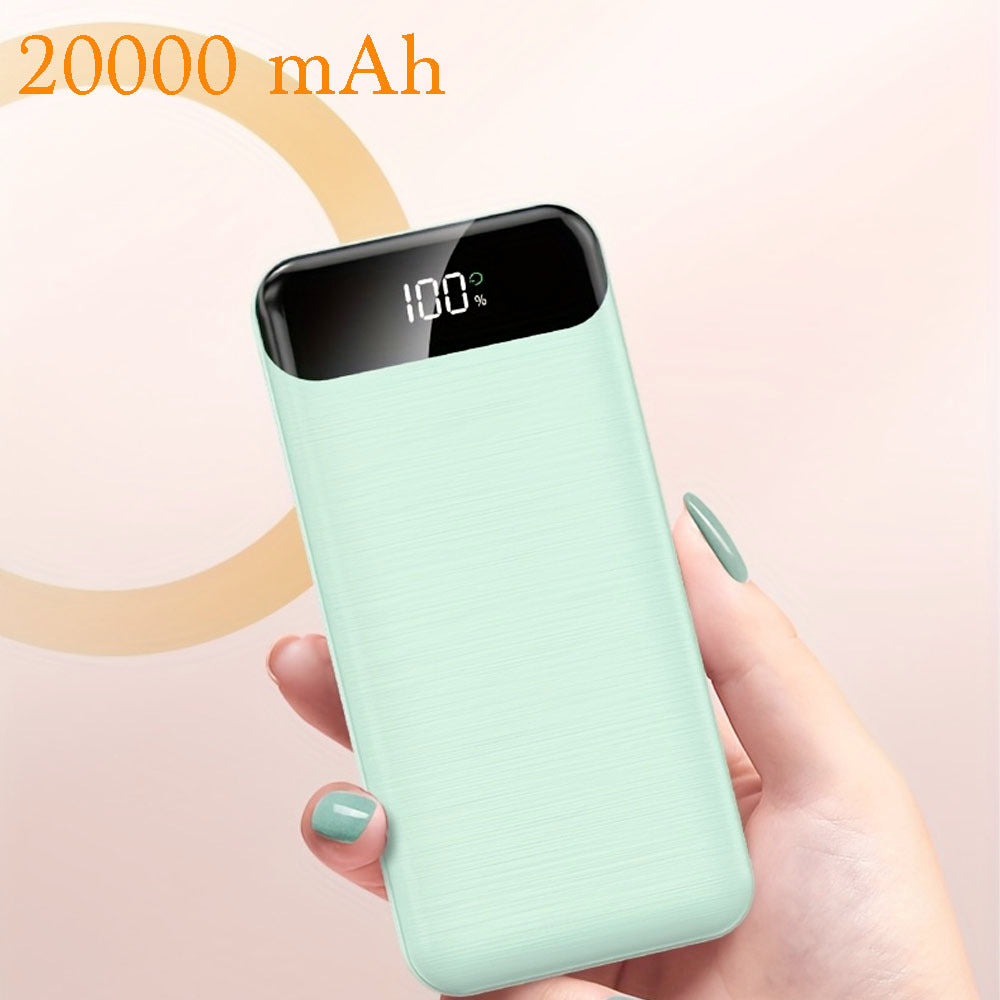 Batería Externa Portátil de Gran Capacidad de 20000Mah, 2 Salidas USB y Salida/Entrada Tipo-C, Ideal para Cargar Dispositivos Móviles, Equipada con Pantalla LED/ Múltiples Colores para Elegir, Dispositivo de Fuente de Alimentación de Emergencia Portátil p
