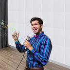 Paquete de 18 paneles acústicos cuadrados, aislamiento acústico autoadhesivo, absorbedor de sonido para pared, hechos de poliéster para aislamiento acústico, paneles acústicos para tratamiento acústico y decoración de pared, blanco, 30 X