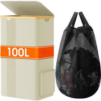 Cesto de lavandería Furnestorica con tapa, diseño de malla transparente con capacidad clara, cesto de ropa de lavandería de 100L con asas y bolsa de lavandería extraíble, cesto de diseño transpirable con tapa para dormitorio, baño, residencia, lavandería,
