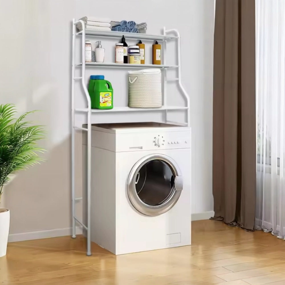 Estantería de Baño sobre Inodoro Blanco | Ahorra Espacio con 3 Baldas | Estante Almacenamiento Impermeable | Patas Ajustables en Altura (LAVA-002)