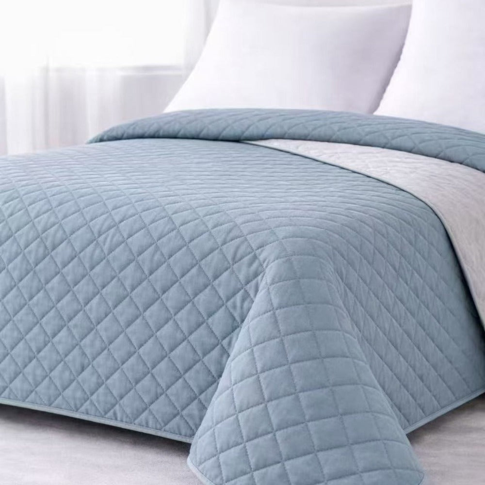 Colcha Bouti Verano Multiuso Reversible con Diseño de Cuadros Acolchados, Cubrecama Ligero de Verano y Entretiempo para Camas de 90 a 150, 100% Poliéster Suave (Solo Colcha, No incluye Fundas de Almohada)