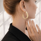 Aros de Oro Chapado en 14K para Mujer – Aros Brillantes y Texturizados, Joyería Elegante para el Día a Día, Fiestas, Bodas y Regalos