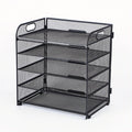 Organizador de escritorio de malla, bandeja de letras de 5 niveles, organizador de archivos apilable de malla, organizador de archivos de escritorio A4 para oficina en casa (Negro)