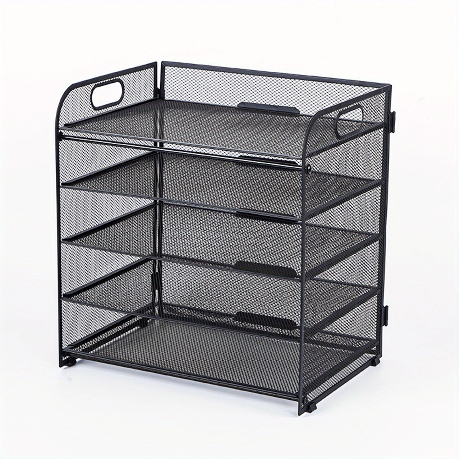 Organizador de escritorio de malla, bandeja de letras de 5 niveles, organizador de archivos apilable de malla, organizador de archivos de escritorio A4 para oficina en casa (Negro)