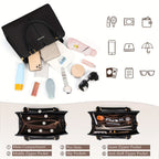 RAINS MORE Bolso de Mano Mediano para Mujer de Cuero Sintético, Bolso de Moda Antirrobo para Mujer, Bolso de Hombro, Bolso Cruzado, Adecuado para el Trabajo, Negocios y Ocio