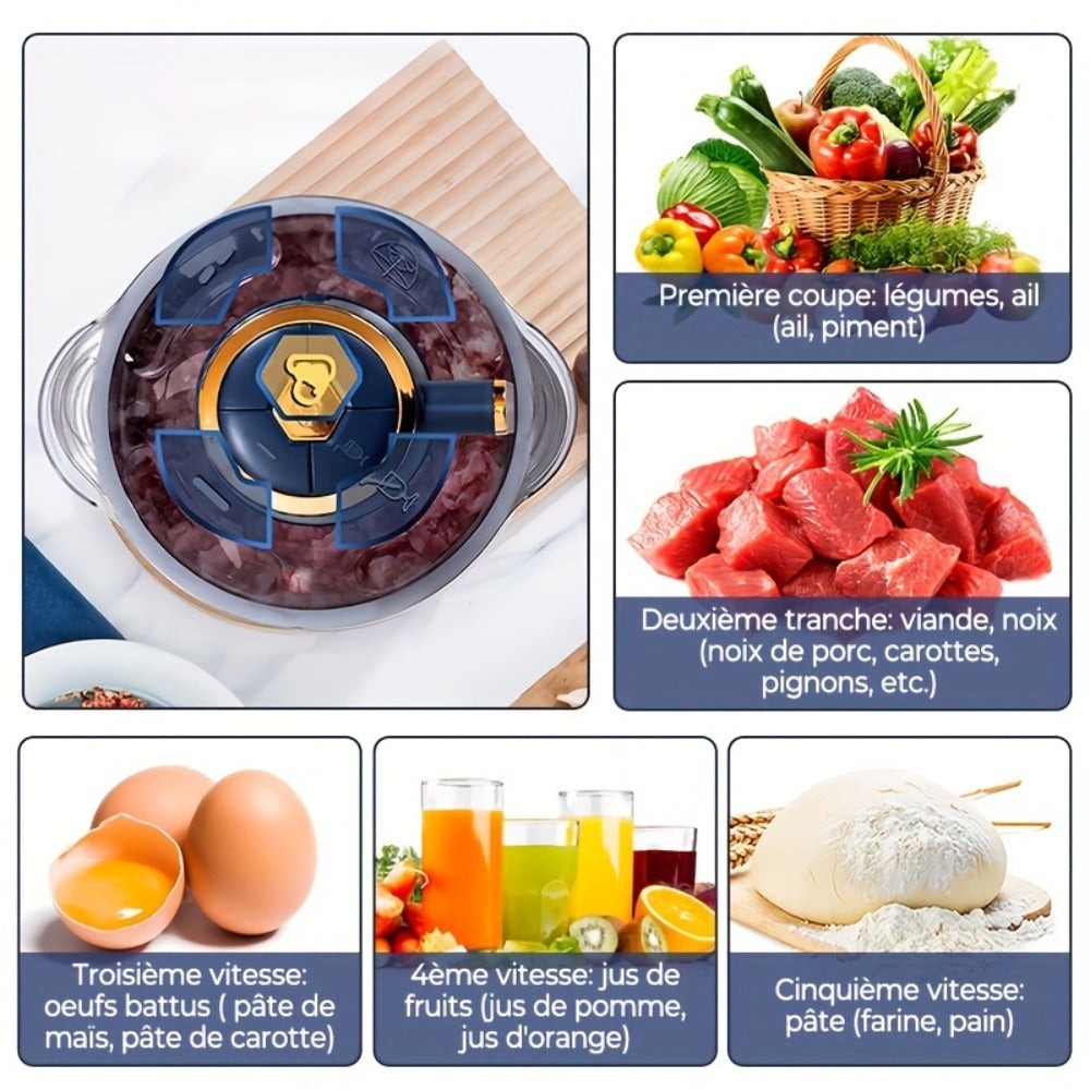 Picadoras de carne eléctricas de 5L, trituradora de alimentos 6S, procesador multifuncional de acero inoxidable para rebanar y picar verduras, electrodomésticos de cocina
