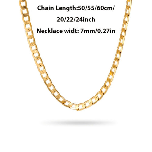 925 Plata Brillante, Collar Cubano de Oro de 7Mm, Adecuado para el Estilo de Calle Diario, Conjunto de Pareja Coincidente, Viene con una Caja de Regalo Delicada.