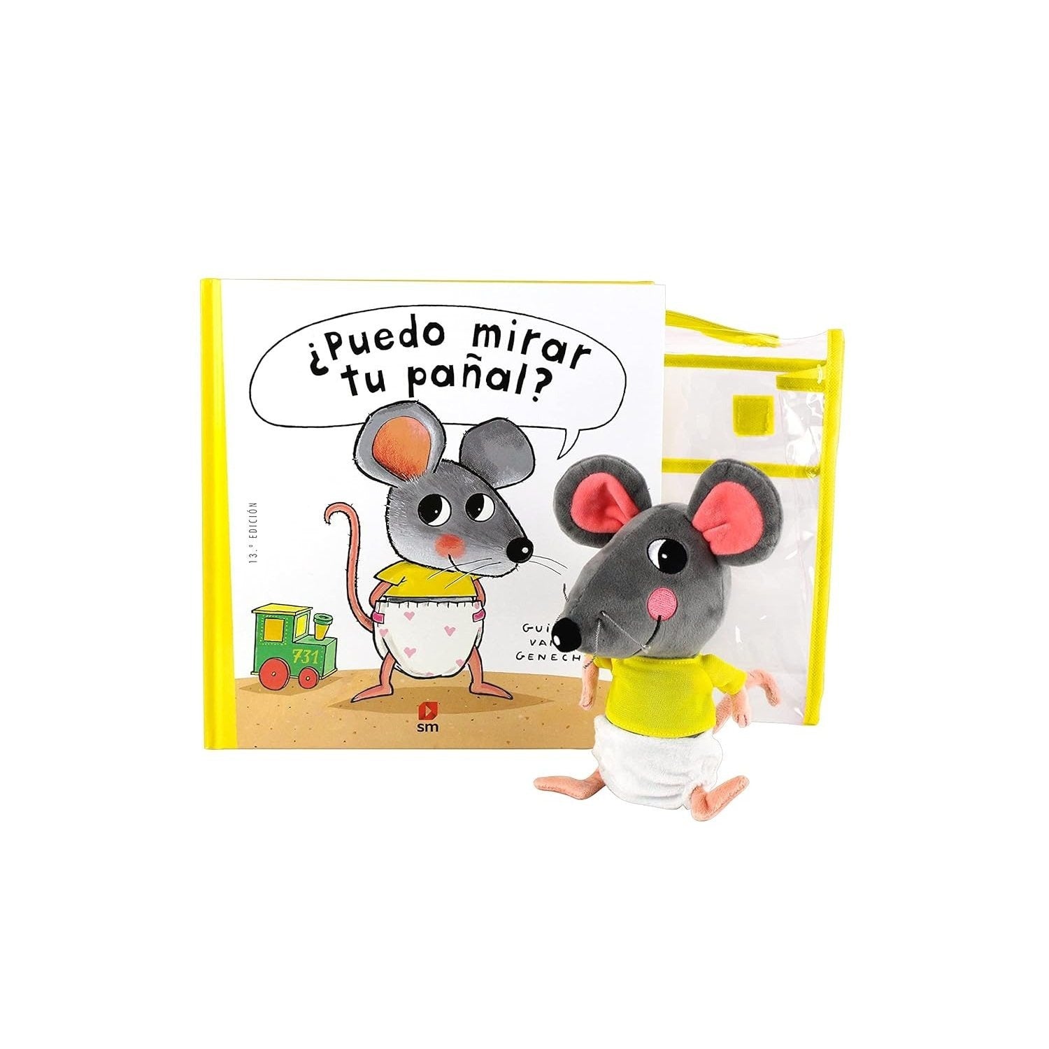 Pack ¿Puedo mirar tu pañal? con muñeco (Ratón fisgón)