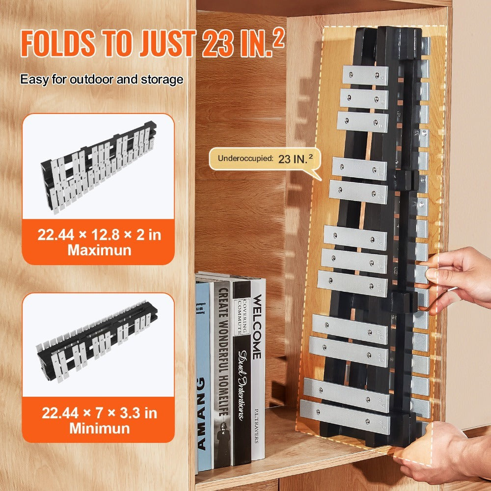 VEVOR 30 Notas Glockenspiel Xilófono Kit de Campanas, Instrumento de Percusión con Mazos, Baquetas y Bolso de Transporte, Set de Instrumento de Percusión Xilófono Glockenspiel Profesional