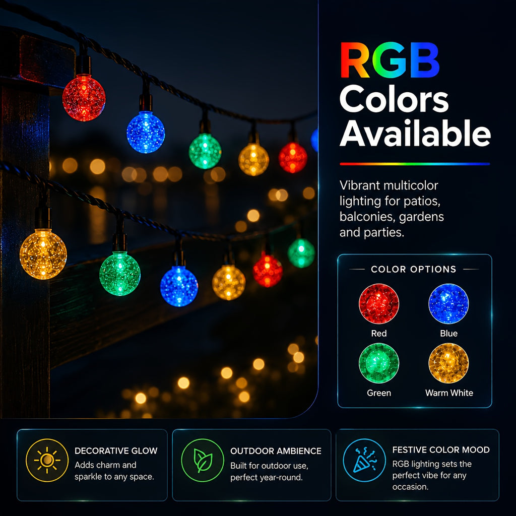 Guirnalda de luces para decoración de fiestas y exteriores | cristal