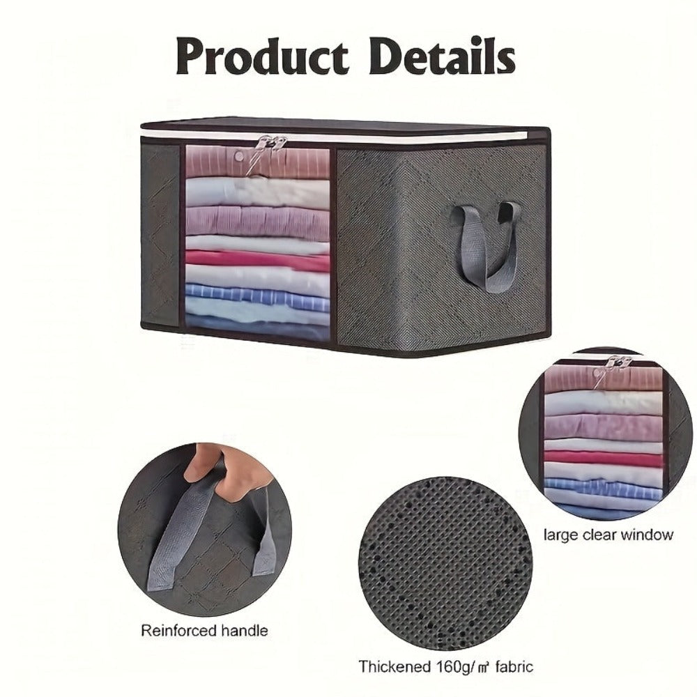 Juego de 6 bolsas de almacenamiento extragrandes, organizador plegable resistente para mantas, cojines y juguetes, fabricado con material de polipropileno grueso, con cremallera y cubierta, con asas reforzadas, que no requiere electricidad, almacenamiento