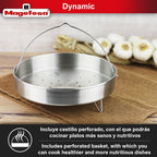 Magefesa DYNAMIC - Juego de Olla Express Rápida + Cestillo, Acero Inoxidable 18/10, Eficiencia Energética, Todo Tipo de Cocinas, Inducción